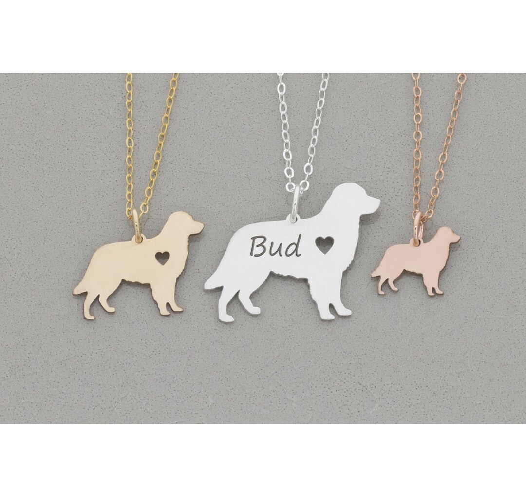 Golden Retriever Necklace: Personalized Sterling Silver Dog Charm