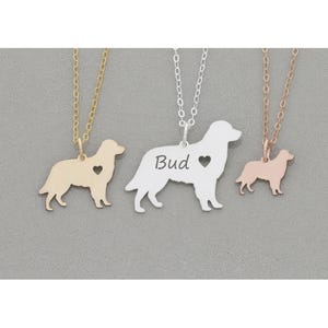 Golden Retriever Necklace • Custom Dog Pendant Pet Charm • Sterling Silver Dog • Personalized New Puppy • Dog Mom Gift Engraved Name Breed