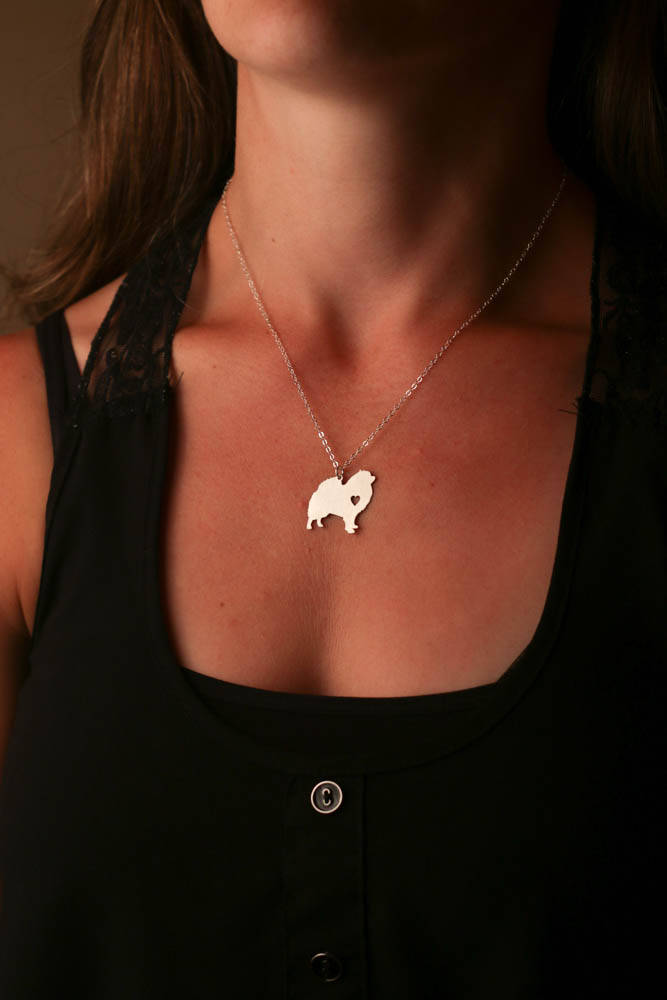 Pomeranian Necklace Cute Dog Charm Engraved Sterling Silver Etsy