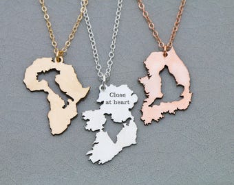 Moving Gift Friendship Necklace • Long Distance Relationship Gift Sister Necklace • Girlfriend Gift Travel Necklace Country Jewelry