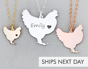 Chicken Necklace • Personalized Pet Chicken Charm Jewelry • Funny Chicken Lover Gift • Funny Farm Animal Gift Pendant Chick Hen Charm