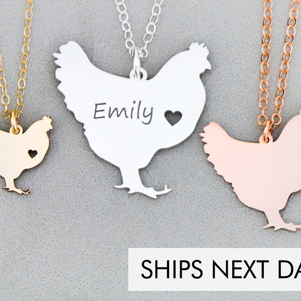 Chicken Necklace • Personalized Pet Chicken Charm Jewelry • Funny Chicken Lover Gift • Funny Farm Animal Gift Pendant Chick Hen Charm