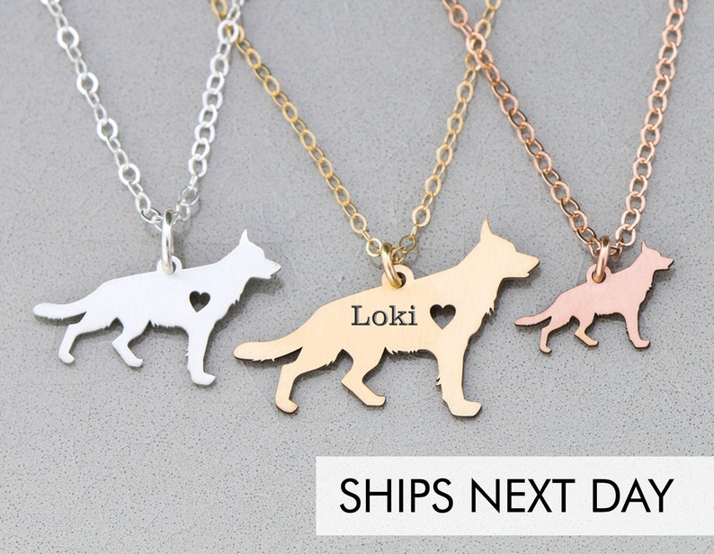 German Shepherd Necklace   Personalized Dog Mom Gift Shepherd   Dog Jewelry   Dog Breed New Puppy Dog Gift Personalized Pet Custom Dog Shape 