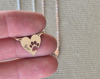 Collar personalizado con huella de pata: regalo conmemorativo para mascotas en plata de ley