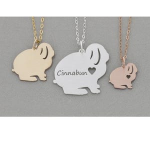 Personalized Lop Bunny Necklace: Sterling Silver Rabbit Charm