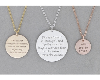 Custom Quote Necklace: Sterling Silver, Gold Filled, Personalized Jewelry
