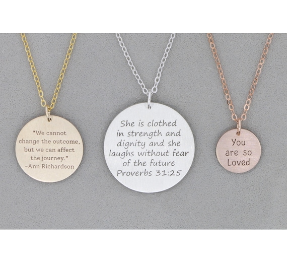 Custom Quote Necklace: Sterling Silver, Gold Filled, Personalized Jewelry