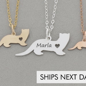 Ferret Gift Pet Ferret Necklace Sterling Silver Personalized Rodent Charm Custom Weasel Engraved Ferret Loss Memorial Pendant Rose Gold image 1