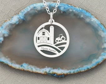 Personalized Sterling Silver Farm Necklace: Homestead Jewelry Gift