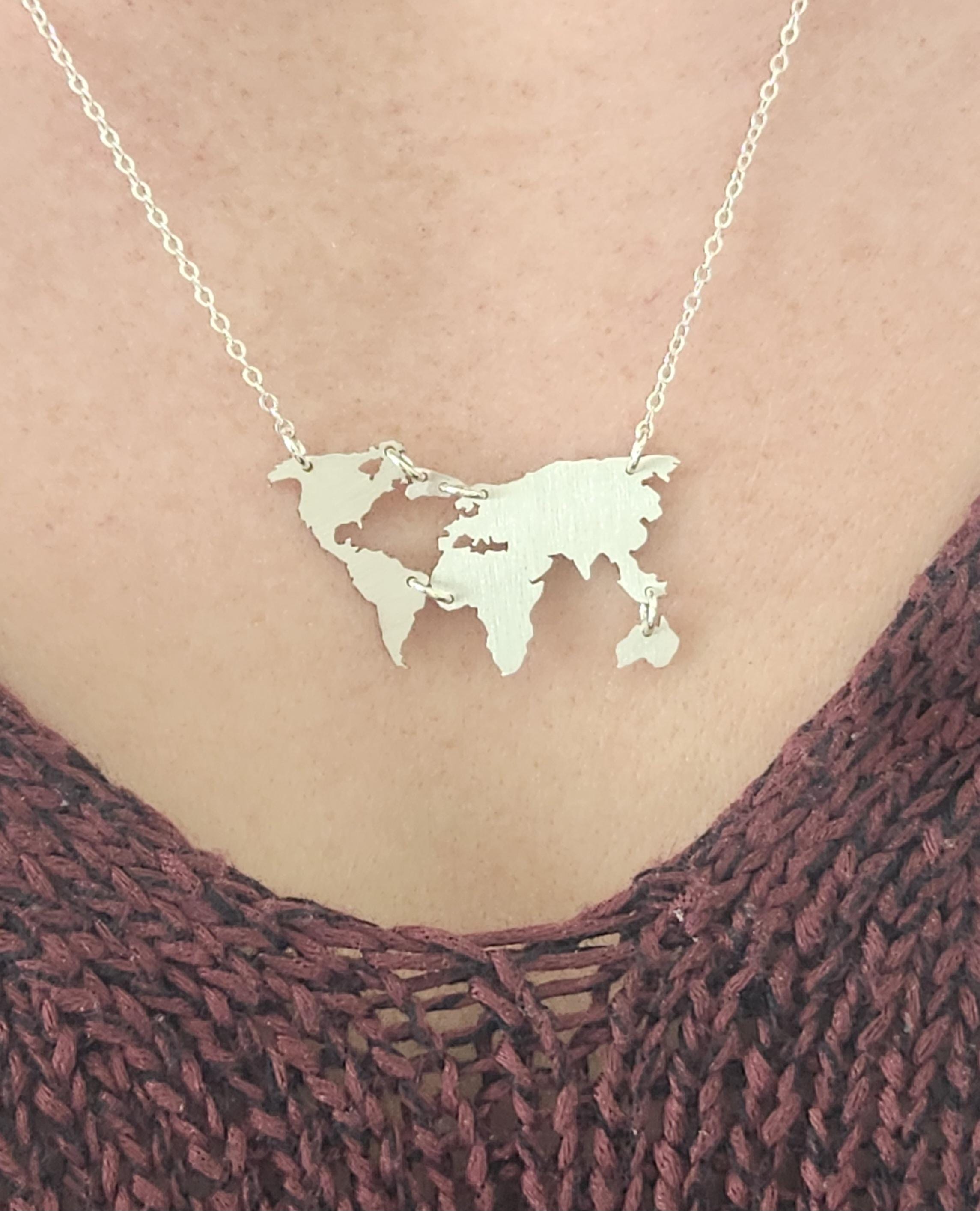 Mappa del mondo collana madre terra collana regalo di