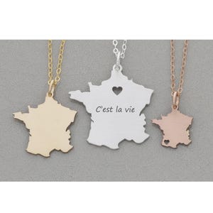 Frankrijk ketting • Europa sieraden stad Parijs • Europese landentour gepersonaliseerd • Franse liefde Marseille schets Toulouse