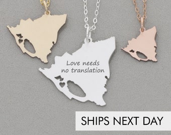 Nicaragua Necklace •  Cutout Jewelry •  Nicaragua Country Silhouette •  Honeymoon Gift Idea •  Vacation Gift Country Engraved Pendant