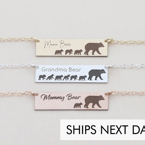 Mama Bear Bar Necklace Cute Mom Gift 