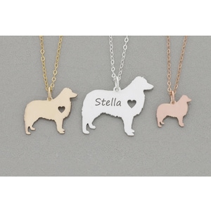Collar personalizado de pastor australiano: dije de perro australiano en plata de ley