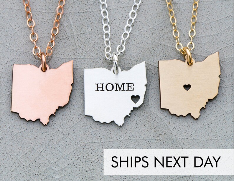 Ohio Gift State Necklace Ohio Charm State Jewelry College Etsy