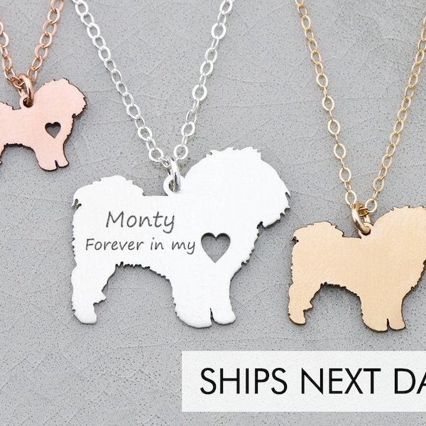 Maltese Necklace • Silver Custom Maltese Dog Charm Jewelry •  Family Dog Lover Gift • Toy Dog Breed • Groomer Gift Cute Girls Dog Necklace