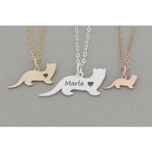 Personalized Ferret Necklace: Sterling Silver Rodent Charm, Pet Memorial Pendant