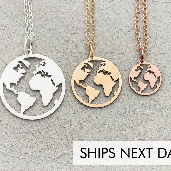 World Map Necklace •  Globetrotter Necklace Graduation •  • World Travel •  Foreign Exchange Student Jewelry World Circle Wanderlust Gift