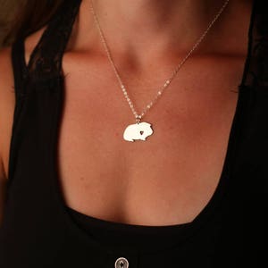 Guinea Pig Necklace Sterling Silver Pet Guinea Pig Gift Personalized Animal Charm Cute Girls Gift Piggie Jewelry Animal Pendant Cavy image 2