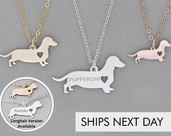 Dachshund Necklace •  Doxie Gift Dachshund Jewelry •  Doxie Sausage Dog Wiener Personalized Dachshund Pet Charm Dog Necklace Sterling Pet