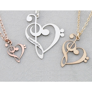 Music Lover Gift • Piano Teacher Thank You • Band Church Choir Treble Clef Bass Clef • Music Note Necklace • Worship Leader