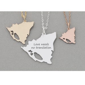 Nicaragua Necklace • Country Outline Jewelry • Favorite City Love Gift Idea • Vacation Keepsake Trip Tour Granada Leon Managua