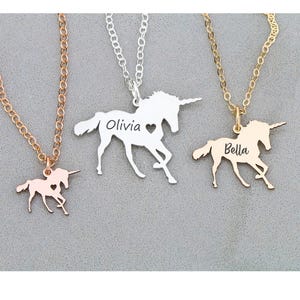 Sterling Silver Unicorn Necklace: Personalized Mythical Pony Charm