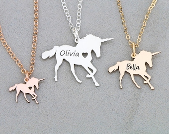 Collier licorne en argent sterling : breloque personnalisée poney mythique