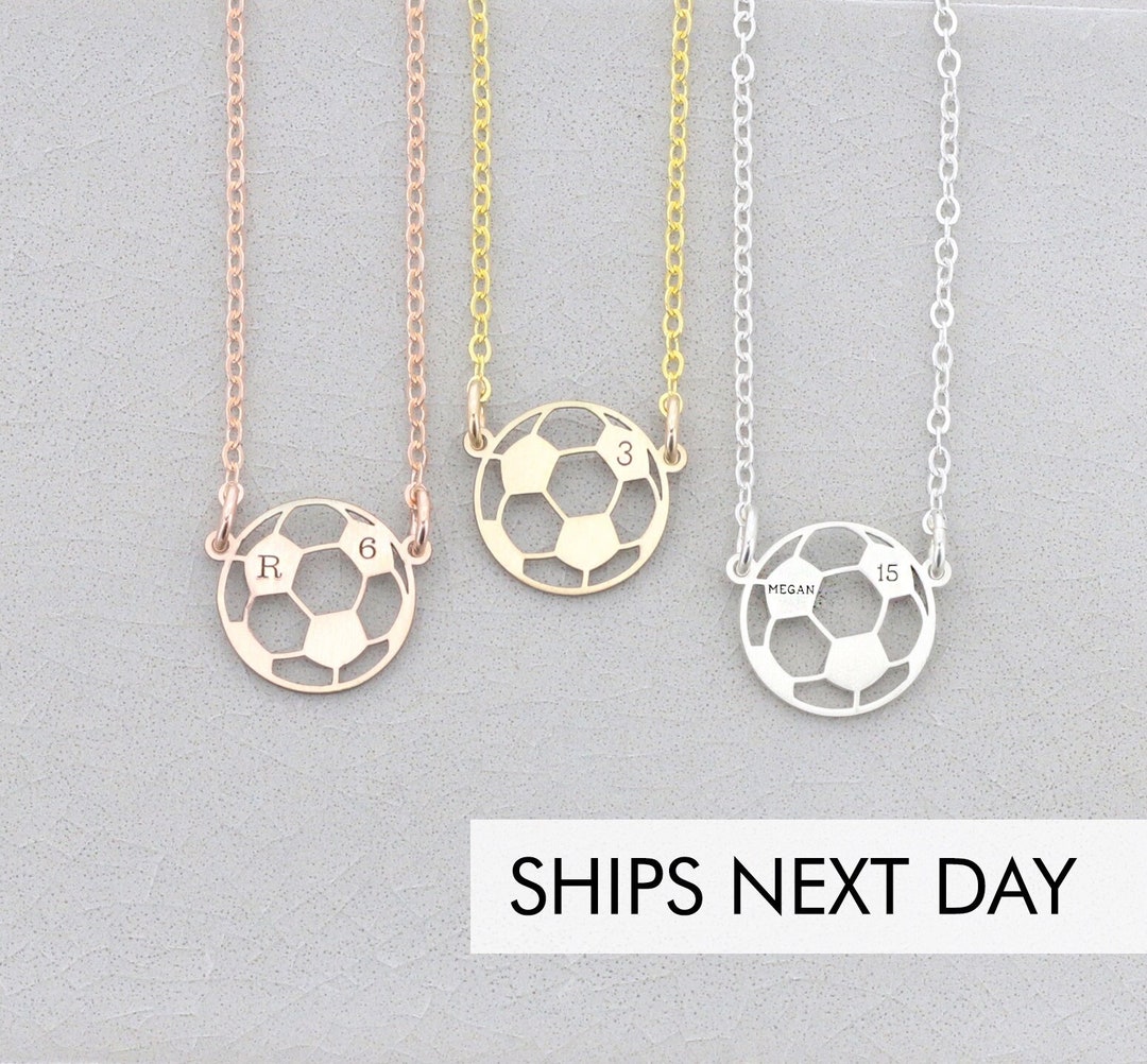 Personalized Soccer Necklace Dainty Sports Charm Girls Team Gift Soccer Coach Custom Initial