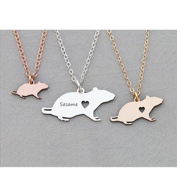 Rat Necklace • Sterling Silver Rodent Pet Rat Gift • Personalized