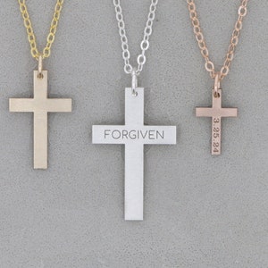 Custom Cross Necklace Personalized Christian Jesus Gift Religious Easter Jewelry Sterling Silver 14K Gold Filled Charm Pastor Gift image 1