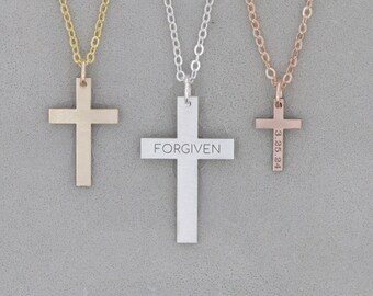 Custom Cross Necklace • Personalized Christian Jesus Gift • Religious Easter Jewelry • Sterling Silver 14K Gold Filled Charm • Pastor Gift