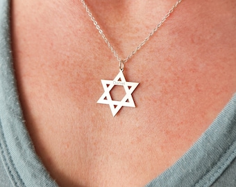 Custom Star of David Necklace • Personalized Bat Mitzvah Gift • Passover Jewelry • Sterling Silver 14K Gold Filled Charm • Her Jewish Gift