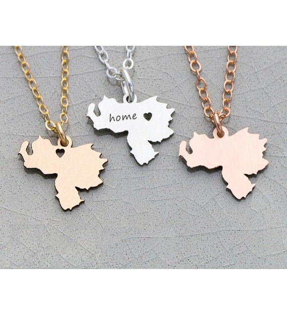 Venezuela Map Pendant Necklace - Stainless Steel Silver Jewelry, 24K Gold Plated, Nickel & Lead Free, Gift For Travel Lovers - View #6