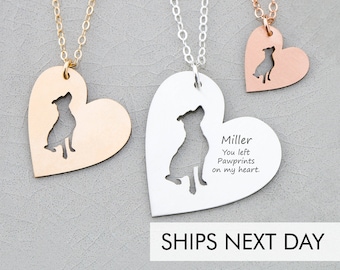 Pit Bull Dog Heart Pendant • Pitbull Breed Memorial Dog Necklace • Love Date Loss Charm Gift • Personalize Dog Phrase Quote Dog Mom Gift