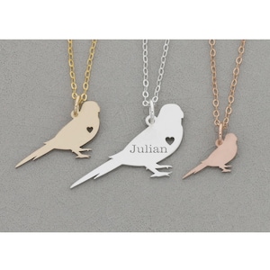 Personalized Parakeet Necklace: Engraved Bird Charm, Pet Jewelry