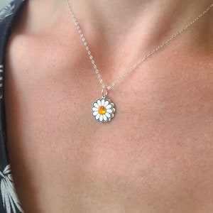 Daisy Necklace with Secret Message Life Mantra Quote Sunflower Charm Sterling Silver Rainbow Crystal Summer Jewelry Friendship Gift image 1