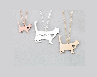 Gepersonaliseerde kattennaamketting: sterlingzilveren poesje-bedel