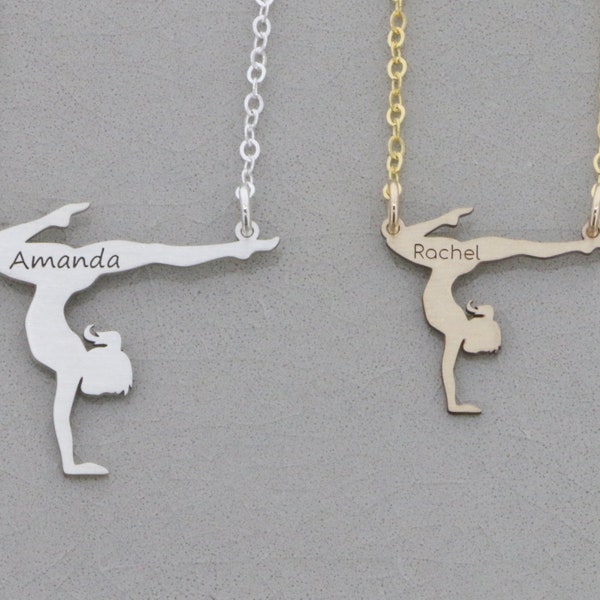 Custom Gymnast Necklace •  Little Girls Gymnastics Charm •  Engraved Dance Student Gift •  Summer Sports Jewelry •  Elegant Girl Cheer Coach