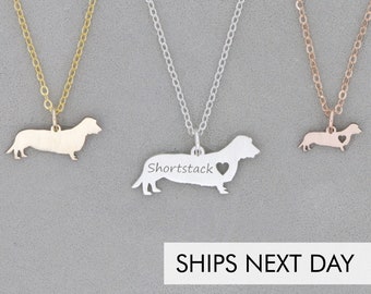 Longhaired Dachshund Necklace •  Doxie Gift Dachshund Jewelry •  Custom Sausage Dog Wiener Personalized Dachshund Pet Charm Dog Sterling