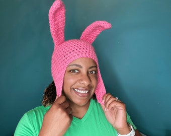 Bob's Burgers Louise's hat  Pink bunny ears hat, Bob's burgers louise hat, Bobs  burgers louise