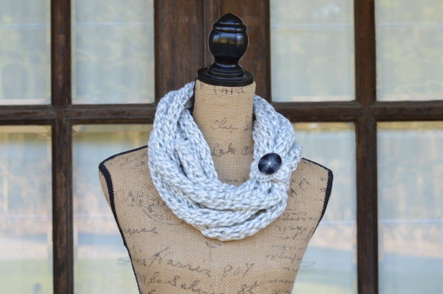 Chunky Finger Knitted Infinity Scarf Etsy