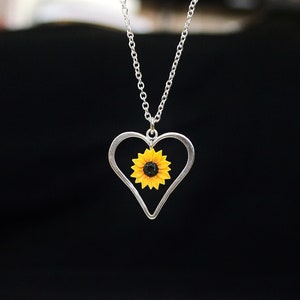 Sunflower heart necklace clearance