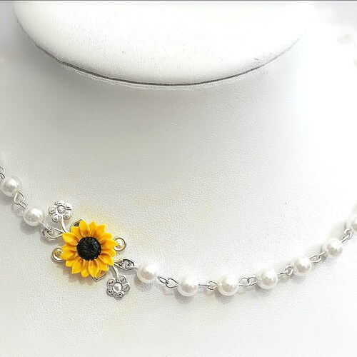 Sunflower Necklace Bridal Sunflower Bridesmaid Jewelry for Etsy