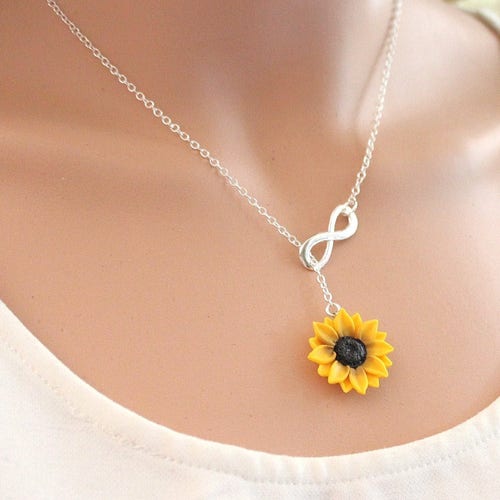 Sunflower Heart Necklace Sunflower Jewelry Gifts Yellow Etsy Israel