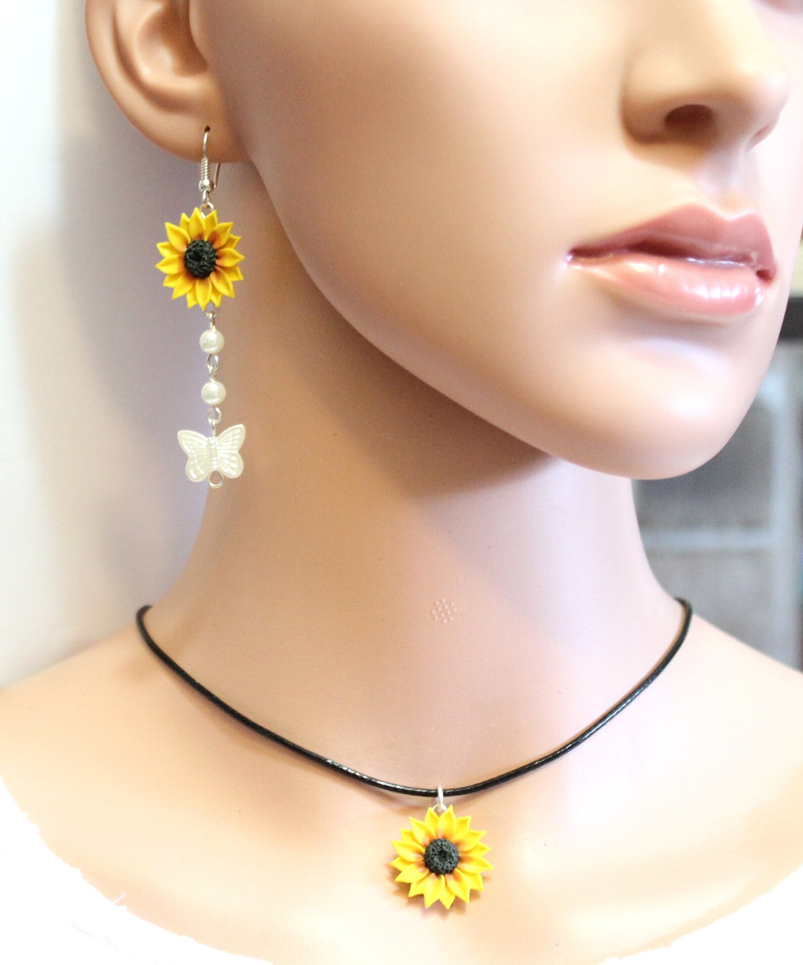 Sunflower Necklace Sunflower Jewelry Sunflower Choker Etsy Israel