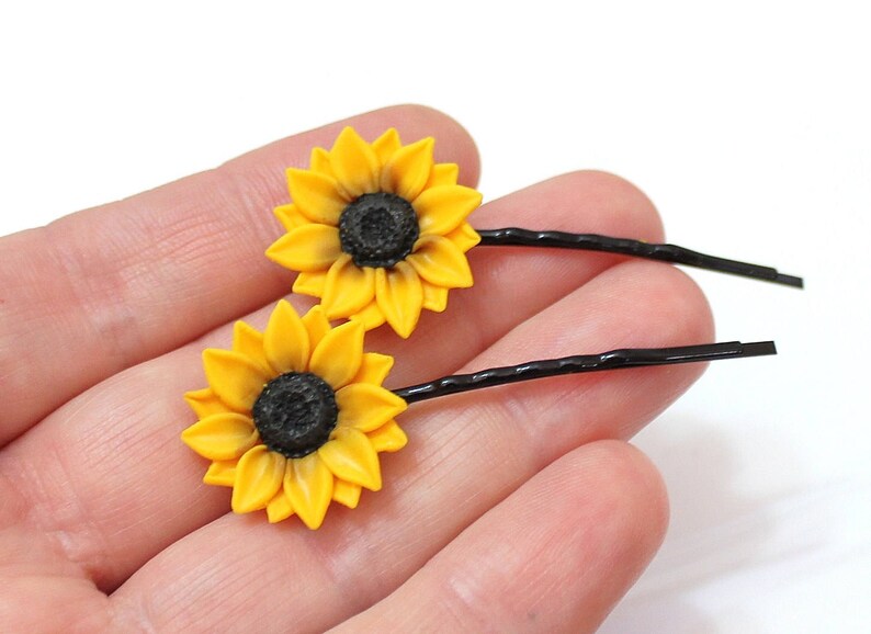 Yellow Flower Hair Pin Wedding Hair Flower Sunflower Hairpin Sunflower Hair Clip Summer Hair Accessories Sunflower Hairpin set