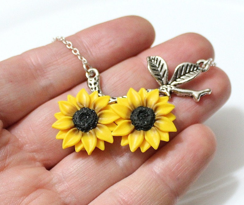 Sunflower Necklace Sunflower Jewelry Gifts Yellow Sunflower Etsy Israel