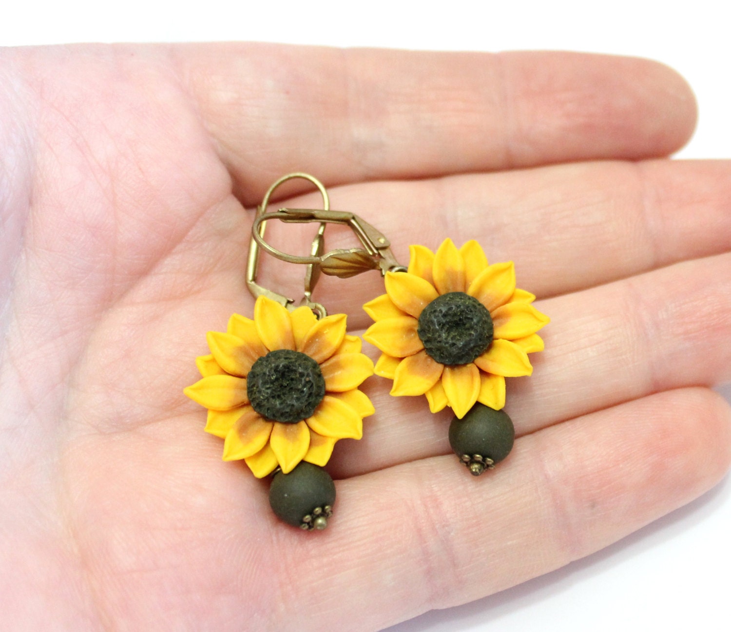 Sunflower Drop Earrings Yellow Flower Drop Earrings Jewelry Etsy