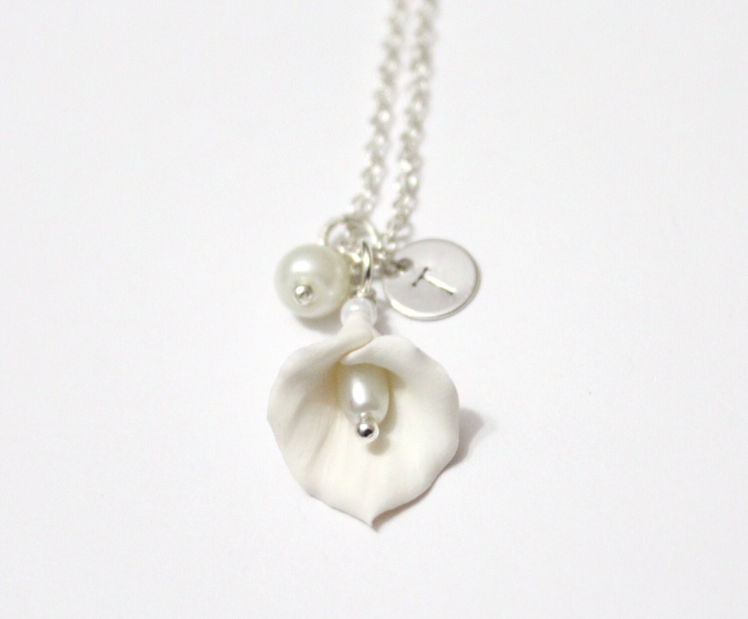 White Calla Lilies Necklace White Pendant Personalized - Etsy